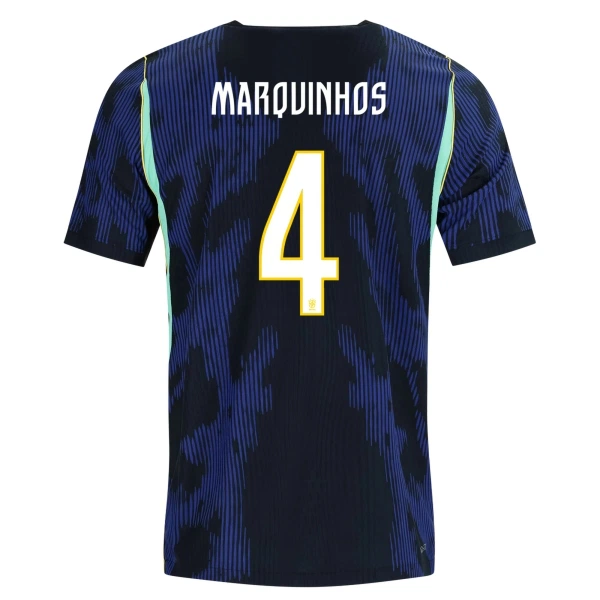 Brasilien Marquinhos 4 Bortatröja VM 2026 Brasilien Marquinhos 4 Bortatröja VM 2026