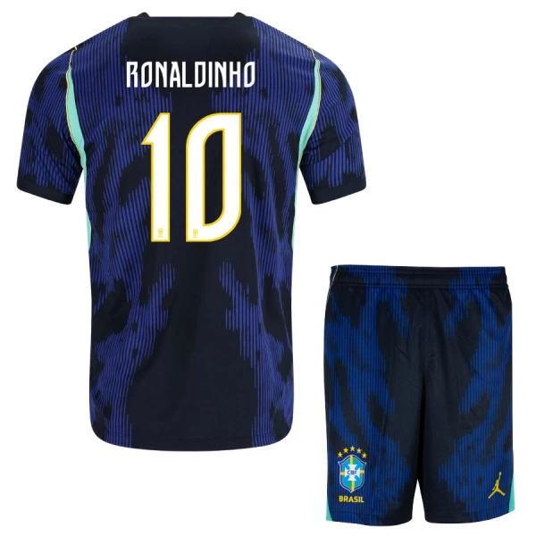 Brasilien Ronaldinho 10 Bortatröja Barn VM 2026 Brasilien Ronaldinho 10 Bortatröja Barn VM 2026